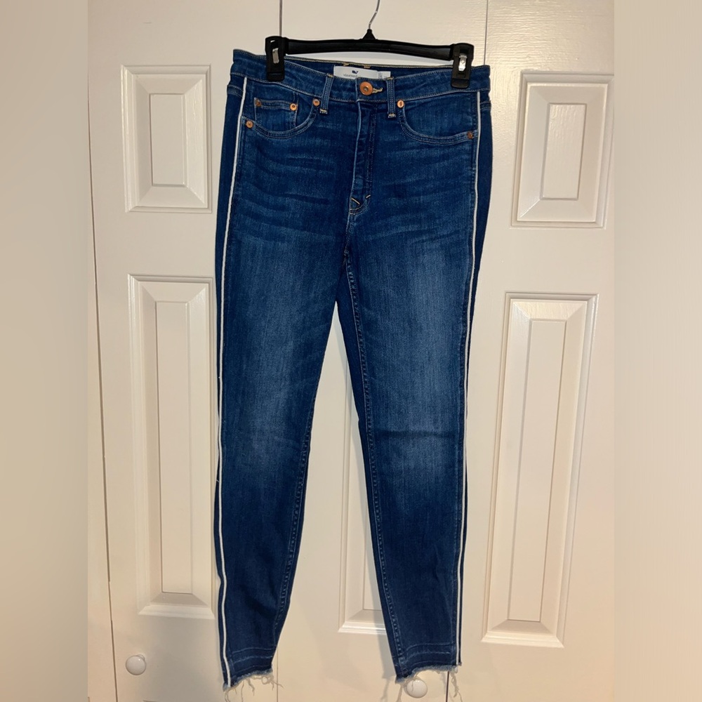 Vineyard Vines Women's Denim Jeans‎ With White Stripe Detail Size 28